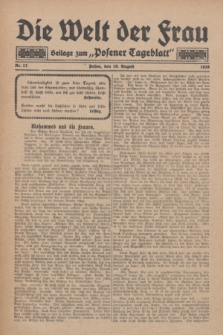Die Welt der Frau : Beilage zum „Posener Tageblatt”.1928, Nr. 17 (19 August)