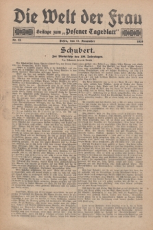 Die Welt der Frau : Beilage zum „Posener Tageblatt”.1928, Nr. 23 (11 November)