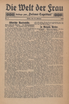 Die Welt der Frau : Beilage zum „Posener Tageblatt”.1930, Nr. 4 (16 Februar)
