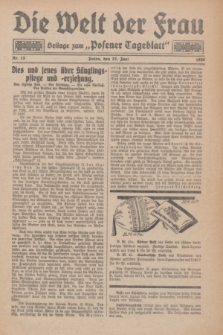 Die Welt der Frau : Beilage zum „Posener Tageblatt”.1930, Nr. 13 (22 Juni)