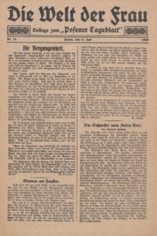 Die Welt der Frau : Beilage zum „Posener Tageblatt”.1930, Nr. 14 (6 Juli)