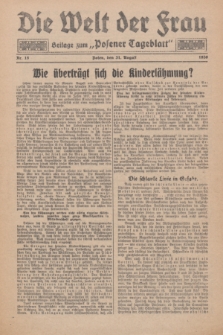 Die Welt der Frau : Beilage zum „Posener Tageblatt”.1930, Nr. 18 (31 August)