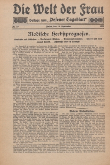 Die Welt der Frau : Beilage zum „Posener Tageblatt”.1930, Nr. 19 (14 September)