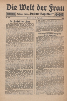 Die Welt der Frau : Beilage zum „Posener Tageblatt”.1930, Nr. 20 (28 September)