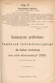 [Kadencja IV, sesja V, al. 53] Alegata do Sprawozdań Stenograficznych z Piątej Sesyi Czwartego Peryodu Sejmu Krajowego Królestwa Galicyi i Lodomeryi wraz z Wielkiem Księstwem Krakowskiem z roku 1882. Alegat 53