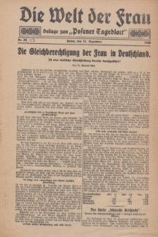 Die Welt der Frau : Beilage zum „Posener Tageblatt”.1930, Nr. 23 (21 Dezember)