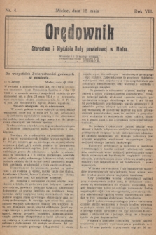Orędownik Starostwa i Wydziału Rady powiatowej w Mielcu. R.8, nr 4 (15 maja 1928)