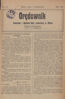 Orędownik Starostwa i Wydziału Rady powiatowej w Mielcu. R.8, nr 13 (1 października 1928)