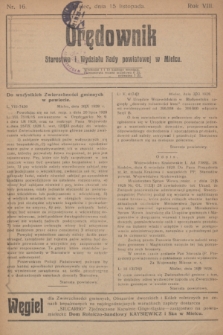 Orędownik Starostwa i Wydziału Rady powiatowej w Mielcu. R.8, nr 16 (15 listopada 1928)