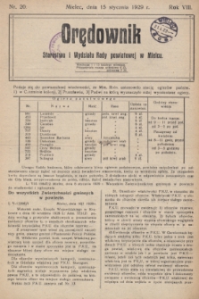 Orędownik Starostwa i Wydziału Rady powiatowej w Mielcu. R.8, nr 20 (15 stycznia 1929)