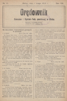 Orędownik Starostwa i Wydziału Rady powiatowej w Mielcu. R.8, nr 21 (1 lutego 1929)