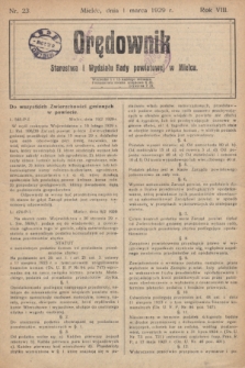 Orędownik Starostwa i Wydziału Rady powiatowej w Mielcu. R.8, nr 23 (1 marca 1929)