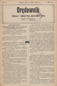 Orędownik Starostwa i Wydziału Rady powiatowej w Mielcu. R.9, nr 3 (1 maja 1929)