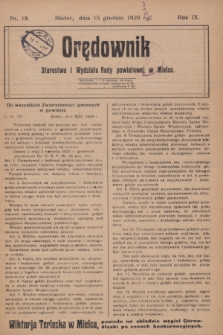 Orędownik Starostwa i Wydziału Rady powiatowej w Mielcu. R.9, nr 18 (15 grudnia 1929)