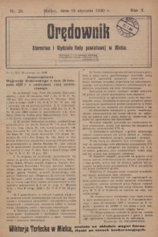 Orędownik Starostwa i Wydziału Rady powiatowej w Mielcu. R.10, nr 20 (15 stycznia 1930)