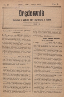 Orędownik Starostwa i Wydziału Rady powiatowej w Mielcu. R.10, nr 21 (1 lutego 1930)