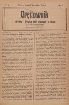 Orędownik Starostwa i Wydziału Rady powiatowej w Mielcu. R.10, nr 2 (15 kwietnia 1930)