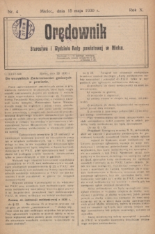 Orędownik Starostwa i Wydziału Rady powiatowej w Mielcu. R.10, nr 4 (15 maja 1930)
