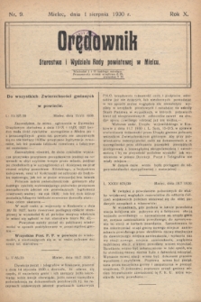 Orędownik Starostwa i Wydziału Rady powiatowej w Mielcu. R.10, nr 9 (1 sierpnia 1930)