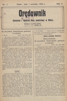 Orędownik Starostwa i Wydziału Rady powiatowej w Mielcu. R.10, nr 11 (1 września 1930)