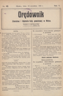 Orędownik Starostwa i Wydziału Rady powiatowej w Mielcu. R.10, nr 12 (15 września 1930)