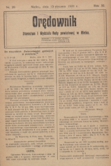 Orędownik Starostwa i Wydziału Rady powiatowej w Mielcu. R.11, nr 20 (15 stycznia 1931)