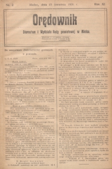 Orędownik Starostwa i Wydziału Rady powiatowej w Mielcu. R.11, nr 2 (15 kwietnia 1931)