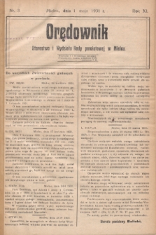 Orędownik Starostwa i Wydziału Rady powiatowej w Mielcu. R.11, nr 3 (1 maja 1931)