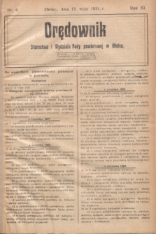 Orędownik Starostwa i Wydziału Rady powiatowej w Mielcu. R.11, nr 4 (15 maja 1931)