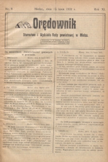 Orędownik Starostwa i Wydziału Rady powiatowej w Mielcu. R.11, nr 8 (15 lipca 1931)