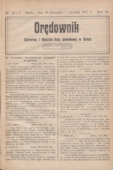 Orędownik Starostwa i Wydziału Rady powiatowej w Mielcu. R.11, nr 16/17 (15 listopada i 1 grudnia 1931)