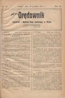 Orędownik Starostwa i Wydziału Rady powiatowej w Mielcu. R.11, nr 18 (15 grudnia 1931)