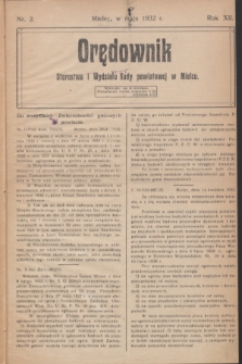 Orędownik Starostwa i Wydziału Rady powiatowej w Mielcu. R.12, nr 2 (maj 1932)