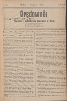 Orędownik Starostwa i Wydziału Rady powiatowej w Mielcu. R.12, nr 8 (listopad 1932)