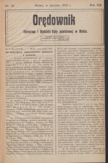 Orędownik Starostwa i Wydziału Rady powiatowej w Mielcu. R.13, nr 10 (styczeń 1933)