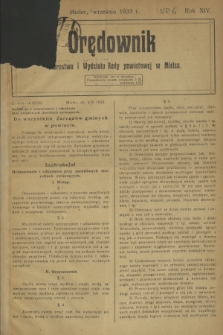 Orędownik Starostwa i Wydziału Rady powiatowej w Mielcu. R.14, nr 6 (wrzesień 1933)