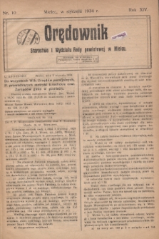 Orędownik Starostwa i Wydziału Rady powiatowej w Mielcu. R.14, nr 10 (styczeń 1934)