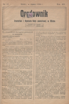 Orędownik Starostwa i Wydziału Rady powiatowej w Mielcu. R.14, nr 12 (marzec 1934)