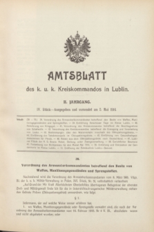 Amtsblatt des k. u. k. Kreiskommandos in Lublin.Jg.2, Stück 4 (5 Mai 1916) + dod.