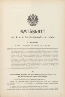 Amtsblatt des k. u. k. Kreiskommandos in Lublin.Jg.2, Stück 5 (15 Mai 1916)