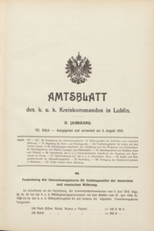 Amtsblatt des k. u. k. Kreiskommandos in Lublin.Jg.2, Stück 7 (3 August 1916)