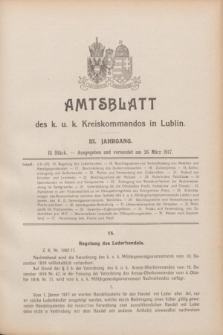 Amtsblatt des k. u. k. Kreiskommandos in Lublin.Jg.3, Stück 3 (26 März 1917)