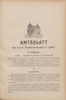 Amtsblatt des K. u. K. Kreiskommandos in Lublin.Jg.3, Stück 5 (15 September 1917)