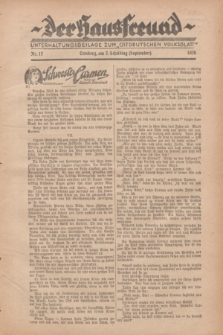 Der Hausfreund : Unterhaltungsbeilage zum „Ostdeutschen Volksblatt”.1928, Nr. 12 (2 Scheiding [September])