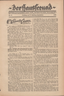 Der Hausfreund : Unterhaltungsbeilage zum „Ostdeutschen Volksblatt”.1928, Nr. 15 (23 Scheiding [September])