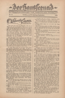 Der Hausfreund : Unterhaltungsbeilage zum „Ostdeutschen Volksblatt”.1928, Nr. 16 (30 Scheiding [September])
