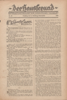 Der Hausfreund : Unterhaltungsbeilage zum „Ostdeutschen Volksblatt”.1928, Nr. 22 (11 Nebelung [November])