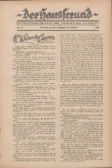 Der Hausfreund : Unterhaltungsbeilage zum „Ostdeutschen Volksblatt”.1928, Nr. 23 (18 Nebelung [November])