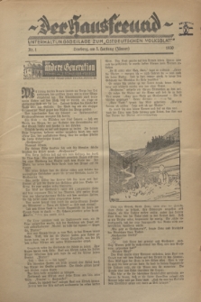 Der Hausfreund : Unterhaltungsbeilage zum „Ostdeutschen Volksblatt”.1930, Nr. 1 (5 Hartung [Jänner])