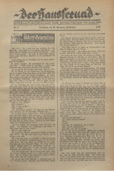 Der Hausfreund : Unterhaltungsbeilage zum „Ostdeutschen Volksblatt”.1930, Nr. 7 (16 Hornung [Februar])
